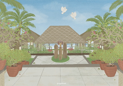 Stone Villas Bali animation cuteillustration design graphic design illustration procreateart