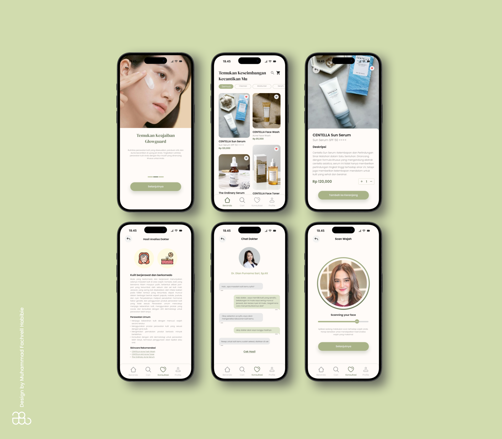Glowguard : Skincare Contultant App Design design dribble face figma green iphone makeup mobile mobile app scan shop skincare ui uiux ux