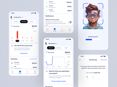 Finify Finance App - My account Page balance banking banking app banking card create target earning finace fintec app mobile app mobile design my account page product design saas spending target transaction ui ux wallet web app website