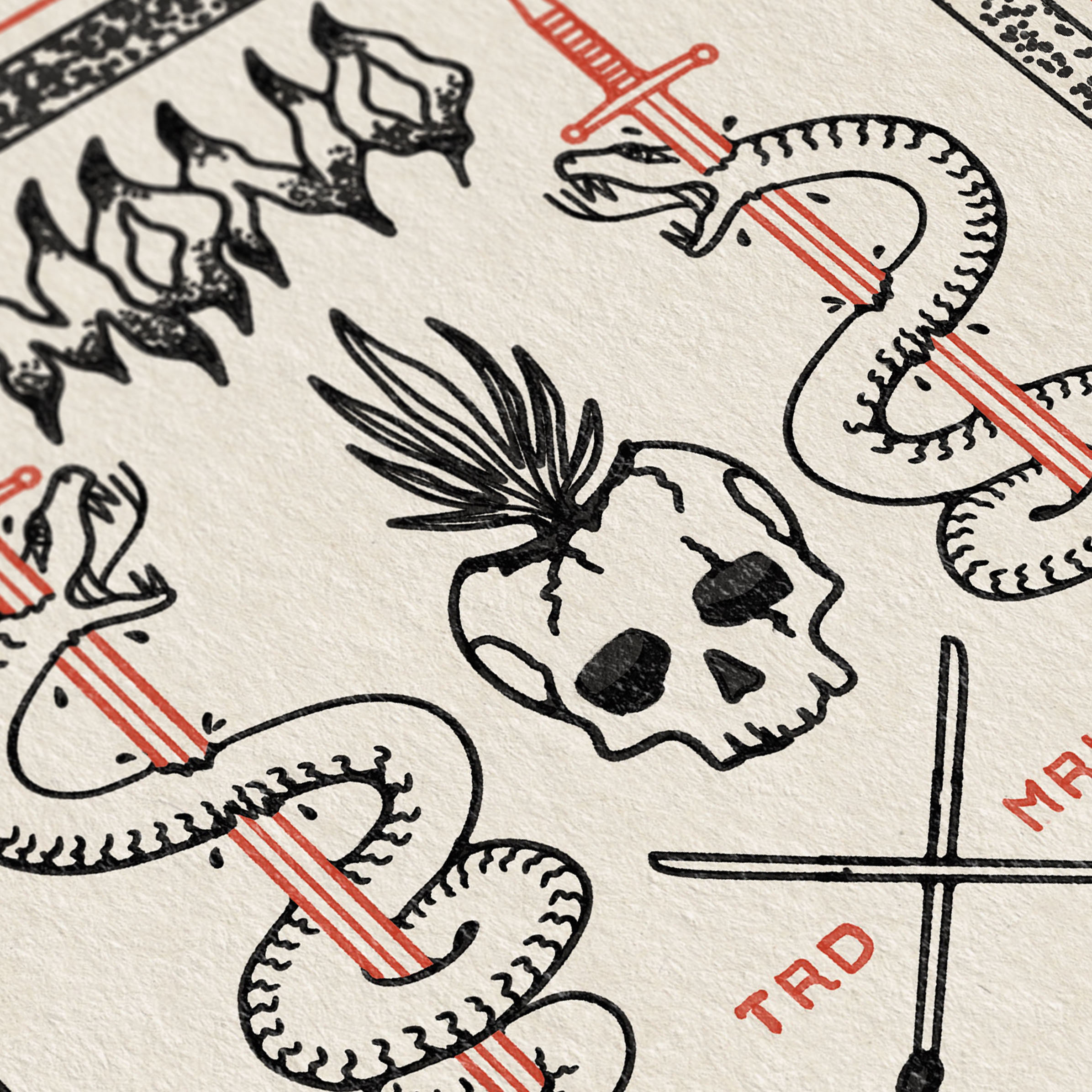 Free Artwork Bandana Design bandana branding design free freeartwork freebies freedownload freeillustration graphic design handcrafted handmade illustration lettering logo retro skull snake sword typography vintage