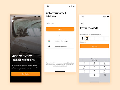 Car Detailing App Log In Page app authentication branding design log in onboarding product design sign in sign up ui ux