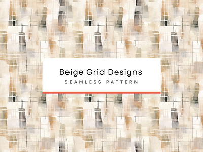 Beige Grid Designs Patterns, Seamless Patterns 300 DPI, 4K abstract grid design beige pattern hand drawn illustration light beige and white colors modern design seamless pattern watercolor paint strokes white pattern