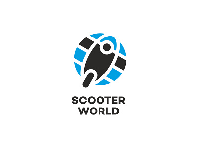 Scooter World cycle design eco globe logo moto ride scooter world