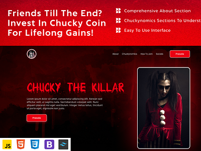 Chucky Meme Token Tailwind CSS Website Template chucky meme token chuckytoken crypto crypto currency crypto token business crypto token landing page css digital currency html html5 responsive tailwind token website template