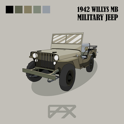 1942 willys MB Military jeep design graphic design illustration vector