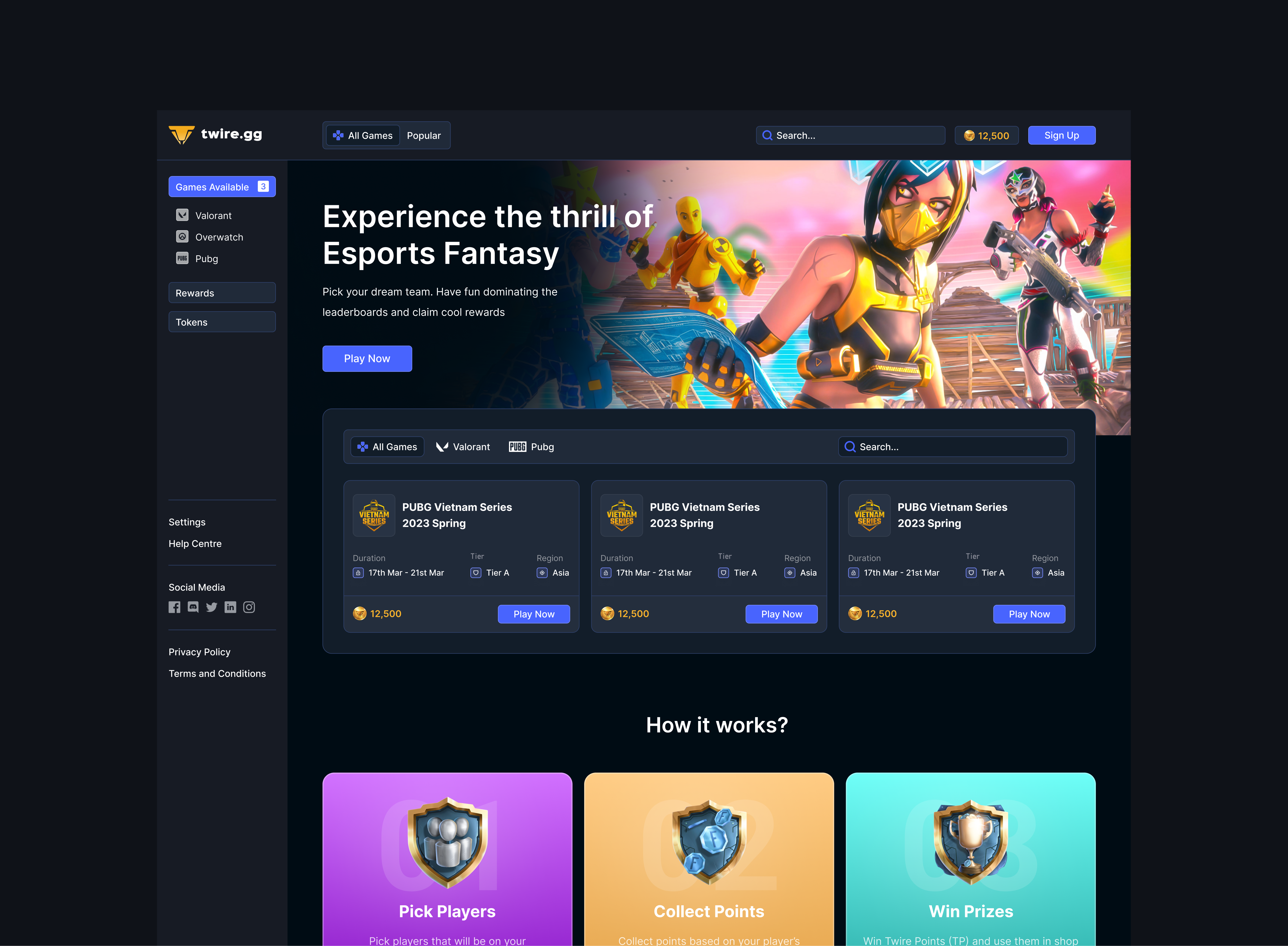 Website Redesign dark theme figma game website illustration product design ui ux website