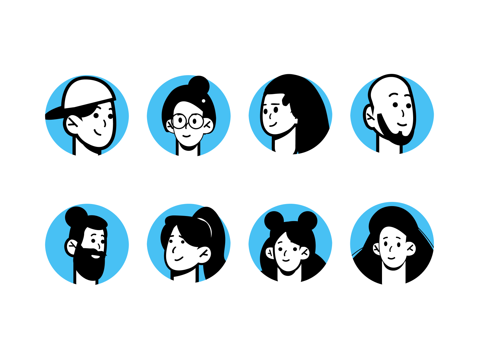 Monochrome classic avatars 2d avatar avatardesign black and white character classic avatar face flat graphic design illustration minimal avatar modern avatar work monochrome monochrome avatar neelpari person portrait profile pic saloni vector