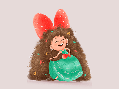 Blossoming Joy: A Celebration of Curls and Carefree Laughter concept art curlyhair digital illustration illustration kidlitart princess