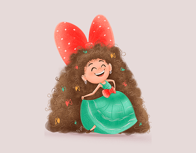 Blossoming Joy: A Celebration of Curls and Carefree Laughter concept art curlyhair digital illustration illustration kidlitart princess