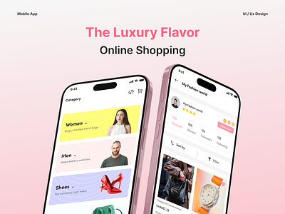 The Luxury Flavor | Shopping Mobile App figma luxury app luxury shopping mobile app online shop pink mobile app ui ux