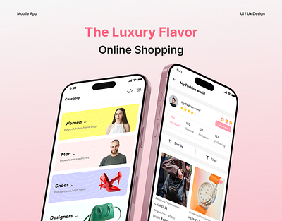 The Luxury Flavor | Shopping Mobile App figma luxury app luxury shopping mobile app online shop pink mobile app ui ux