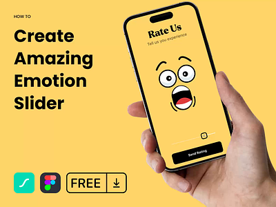 Mobile App - Emotion Slider Animation (Free Figma & Lottie) android animation app design download free game illustration interaction ios lottie mobile motion onboarding rate us slider top trend tutorial ui