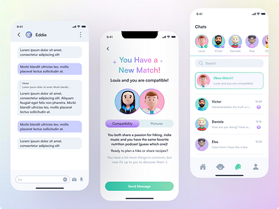 AI Matching Dating App app branding dating dating app design graphic design mobile social ui
