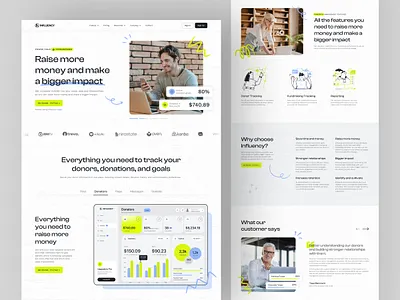 INLUENCY - Fundraising Website Exploration adobephoto branding figma influencer influency logo ui uiux ux webpage
