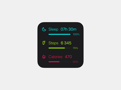 Activity Tracking iOS Widget activity calories fitness food ios sleep steps tracking ui walk widget