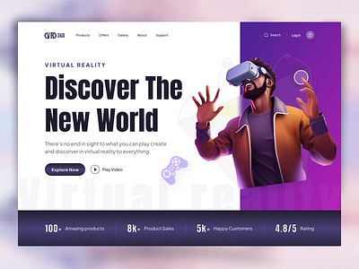 VR - Virtual Reality Website branding counter design figma game graphic design header homepage illustration landing page design product design store typography ui ux virtual riality vr web design website
