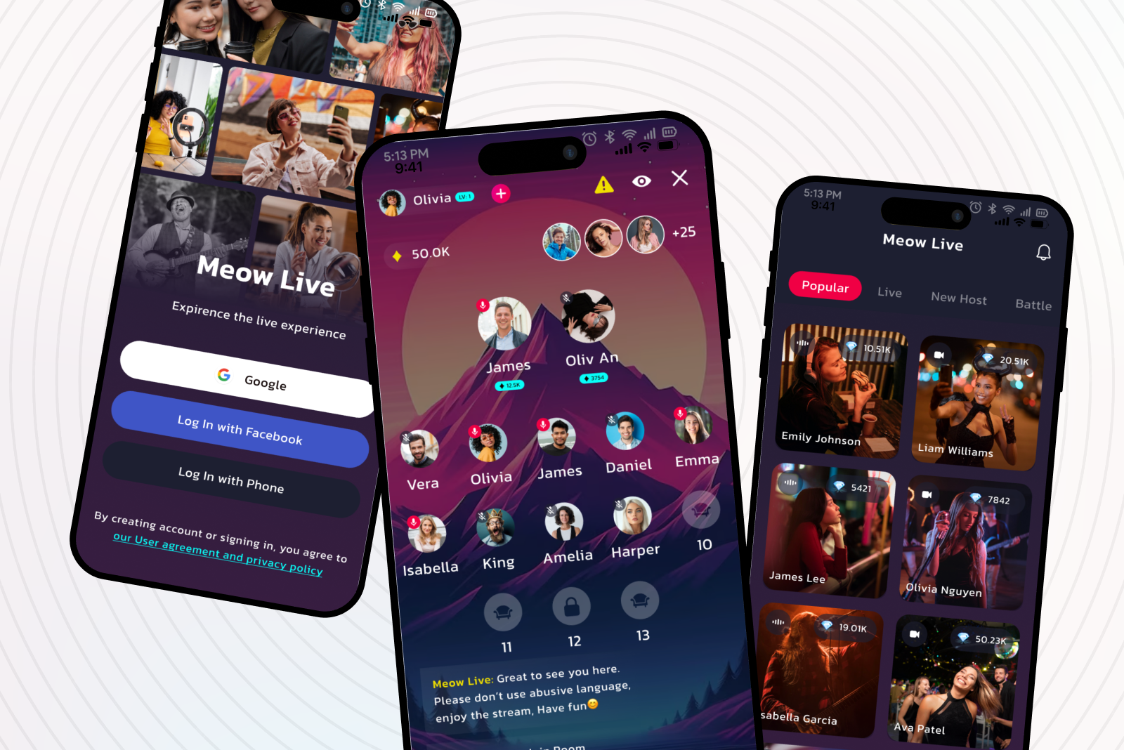 TikTok-Style Live App UI bigo concept concept app dating entertainment explore instagram likee live app login love reels search splash tiktok tinder ui uxdesign