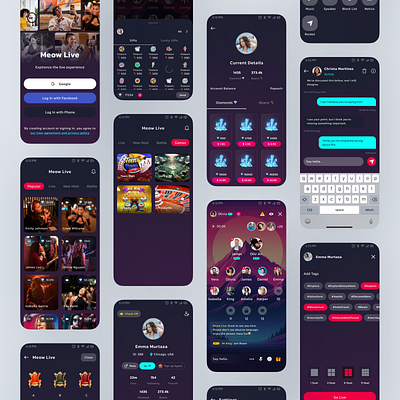 Streaming App Design🚀🎥 bigo concept concept app dating entertainment explore instagram likee live app login love reels search splash tiktok tinder ui uxdesign