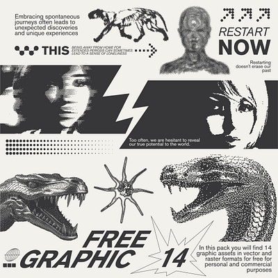FREE graphic pack-2 acid design anime bitmap dither free free graphic graphic assets graphic design graphic pack pixel art pixelated shapes snakes underground design vector