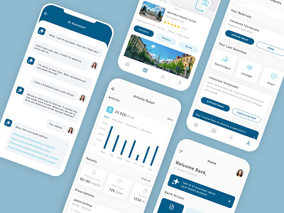 AI Healthcare Mobile App UI Kit ai app artificial chatbot chatgpt design health health tracker healthcare intelligence tracker ui ui design ui kit ux