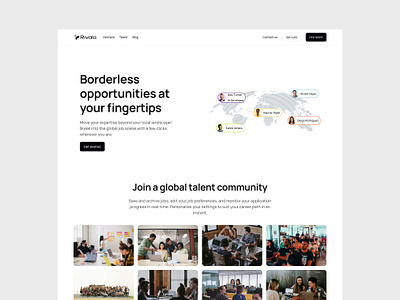 Landing Page: Rivala Talent Page community company design hire job job board landing page opportunities product design talent ui ux website