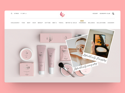 Pink Pearl - Homepage Banner beautybrand cosmeticswebsite creativeui moderndesign uiuxdesign userexperience userinterface webdesigninspiration