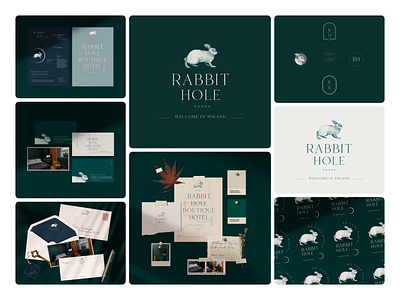 Rabbit Hole. Hotel Branding. branding green hotel illustration logo rabbit