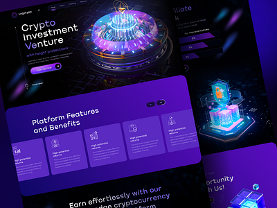 Crypto concept bitcoin blockchain crypto dashboard design illustration investment project token ui webdesign
