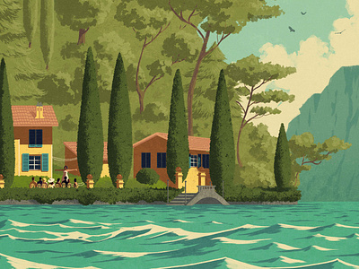 Lake Como 2d digital editorial folioart illustration italy landscape luxury rui ricardo travel