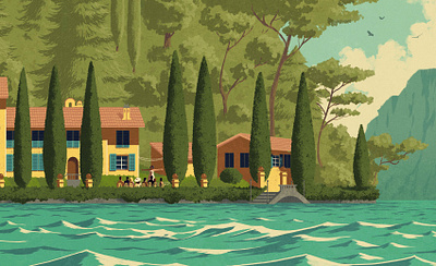 Lake Como 2d digital editorial folioart illustration italy landscape luxury rui ricardo travel