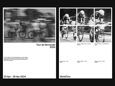 Tour de Romandie black and white clean cycling editorial grid layout minimal swiss tour de france typography ui web website white space