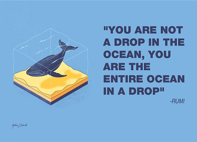 Rumi's Isometric Ocean! blue digital illustration isometric ocean quote texture whale