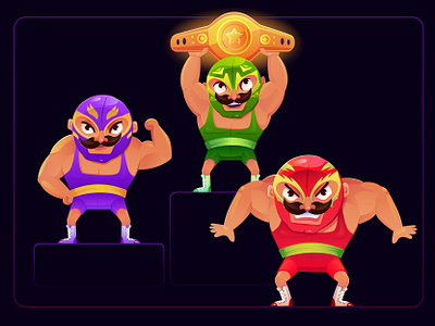 Luchador character for online game 2d branding cartoon character game graphic design illustration luchador mascot vector