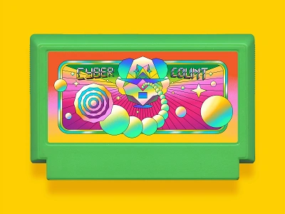 Cyber Count - Famicase 2024 affinity designer art direction branding bright exhibition famicom fun game graphic illustration illustrator nes personal psychedelic retro surreal vector vector design video games