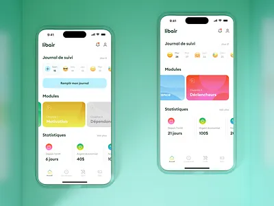 Libair - Stop Vaping App | Home Page 3d android app diary ios journal mobile mobile app quit smoking statistics tracking ui ux vaping