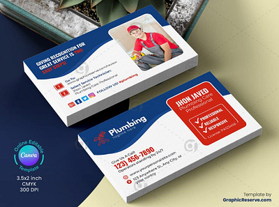 Plumber Business Card Template Canva business card business card design business card template canva canva plumbing business card canva stationery design personal business card plumber plumber business card plumber review card plumbing plumbing service card stationery