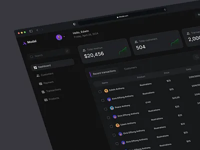 Modal - Dashboard design dark mode dashboard design product design sales ui user interface design vendors dashboard
