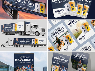 EIGHT Beer "Light Beer Made Right" Retail Marketing Samples aikman beer branding distribution eight retail texas troy