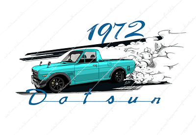 Datsun 1200 (1972) graphic design illustration sketching