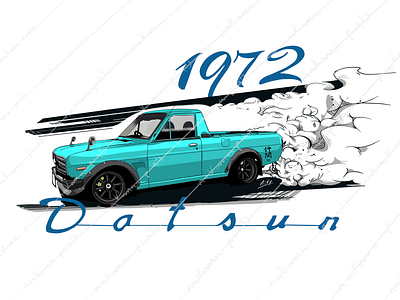 Datsun 1200 (1972) graphic design illustration sketching