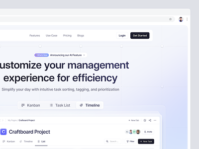 Hero Section for SaaS Landing Page background clean crm dashboard landing page dashboard website design gradient hero section minimalist project management saas saas design saas landing page saas website task task management task management dashboard ui ux web design