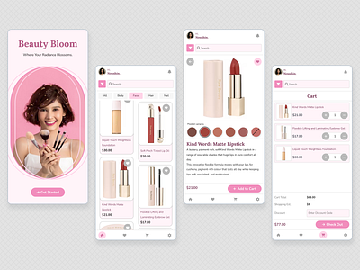 Beauty Bloom - Beauty Products Mobile App app beautyproduct design makeup mobileapp ui ux