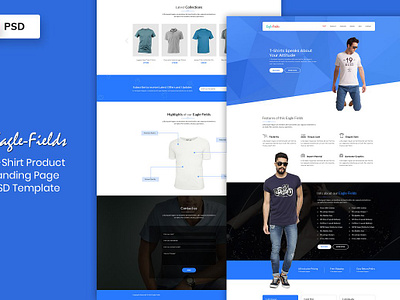 T-Shirt Landing Page Template audio broadcast creative design homepage illustration landingpage marketing onepager parallax podcast radio research startup t shirt landing page template