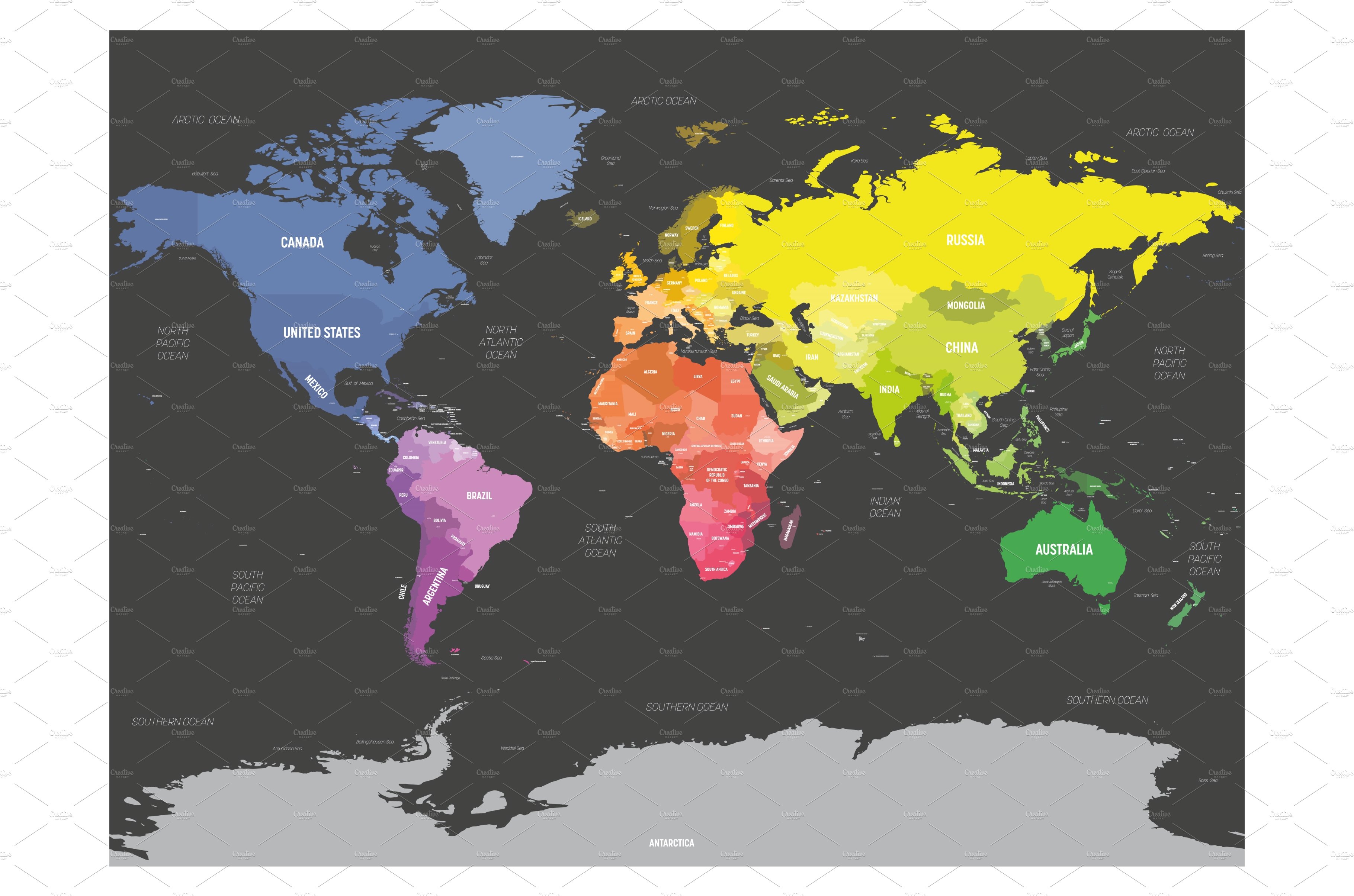 Colorful Political Map Of World By Petr Polák On Dribbble