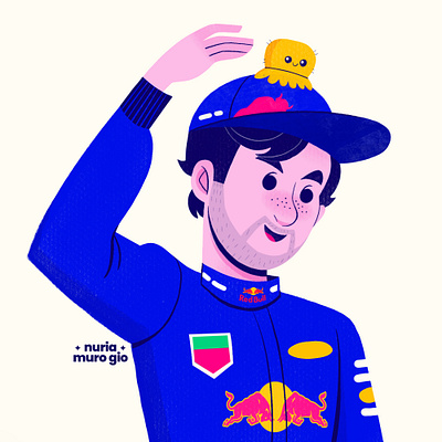 Checo Perez and the little octopus character design checo perez f1 formula 1 illustration red bull