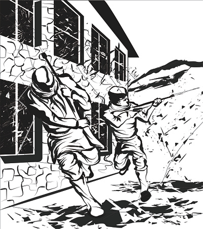 Comic book Battle of Prijepolje WW2 battle comic book drawing graphic design illustration vector ww2