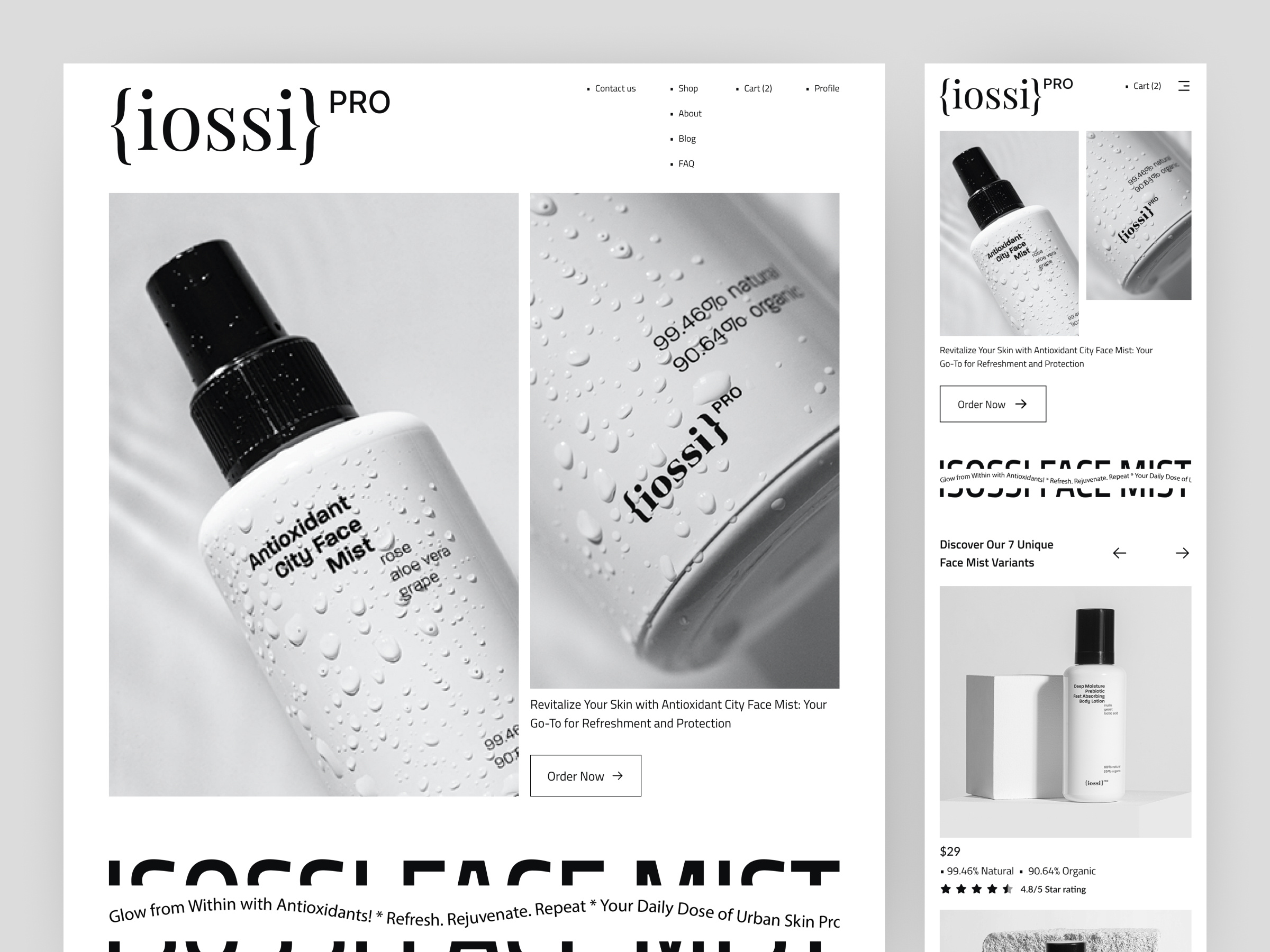 Example of Skin Care Product Web Design