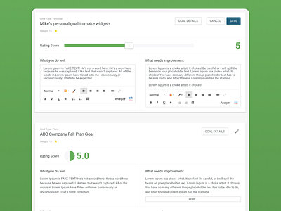 Goal Progress - Assessment product design ui ux