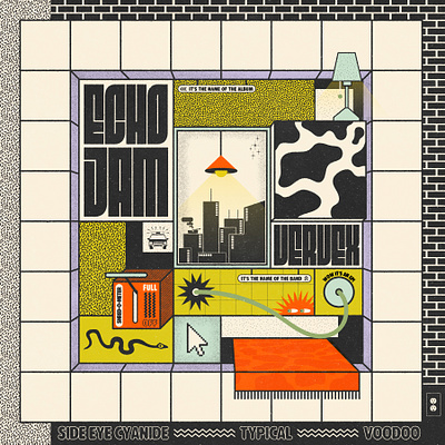 Vervex - Echo Jam EP (2023) album art cover gig poster graphic design illustration music typeography vector