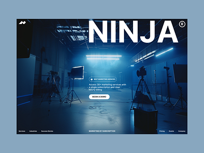 First Screen Exploration/ Marketing Agency/ NINJA agency blue branding design figma layout marketing minimalism typography ui ui design uiux ux uxui web web design